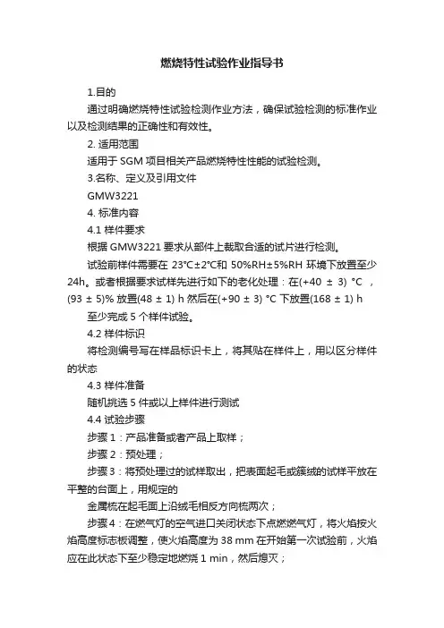 燃烧特性试验作业指导书