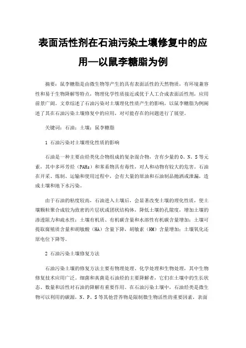 表面活性剂在石油污染土壤修复中的应用—以鼠李糖脂为例
