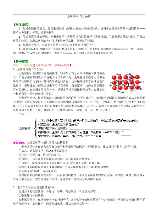 高中化学选修3之知识讲解_金属晶体 离子晶体_提高