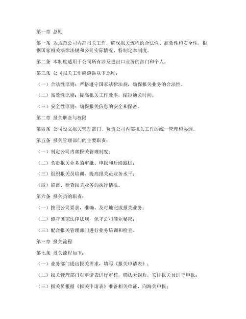公司内部报关管理制度全套范本