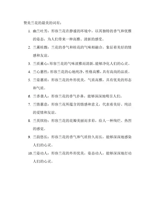 赞美兰花的最美的词