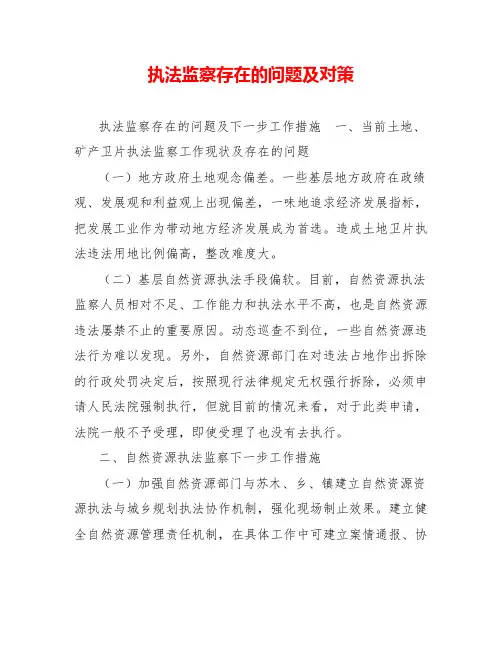 执法监察存在的问题及对策