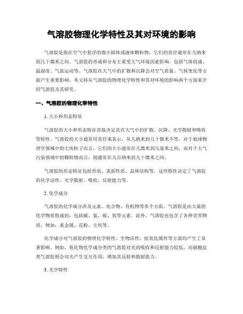 气溶胶物理化学特性及其对环境的影响