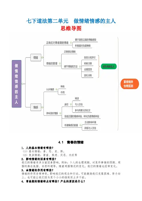 七下道法第二单元  做情绪情感的主人