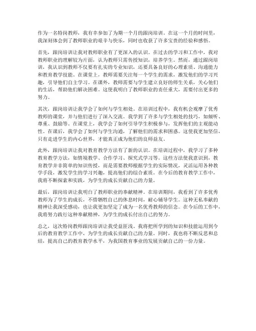 特岗教师跟岗心得体会