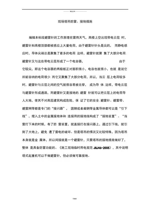 现场塔吊防雷、接地措施