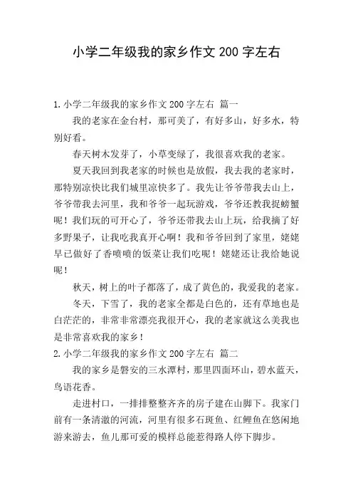 小学二年级我的家乡作文200字左右