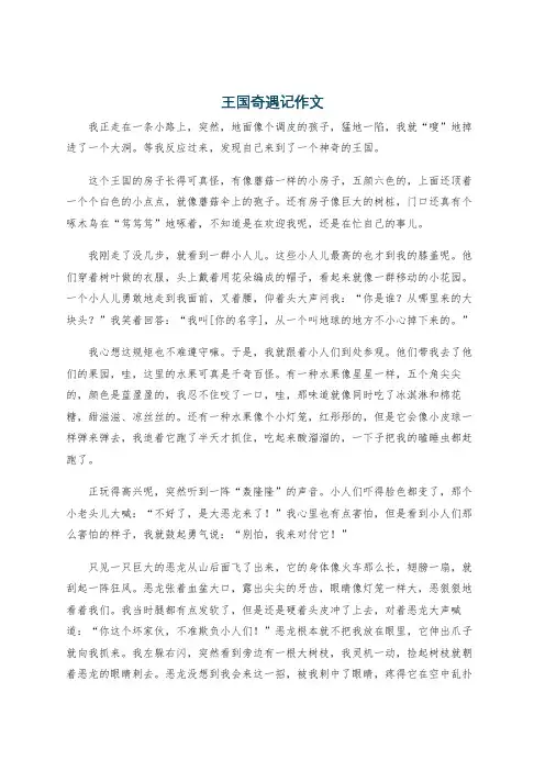 王国奇遇记作文