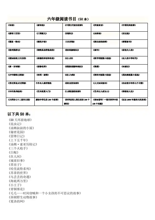 六年级阅读书目