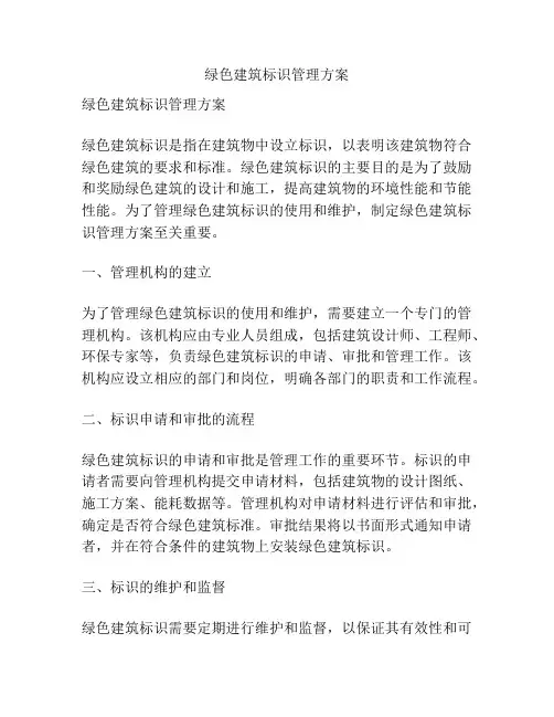 绿色建筑标识管理方案