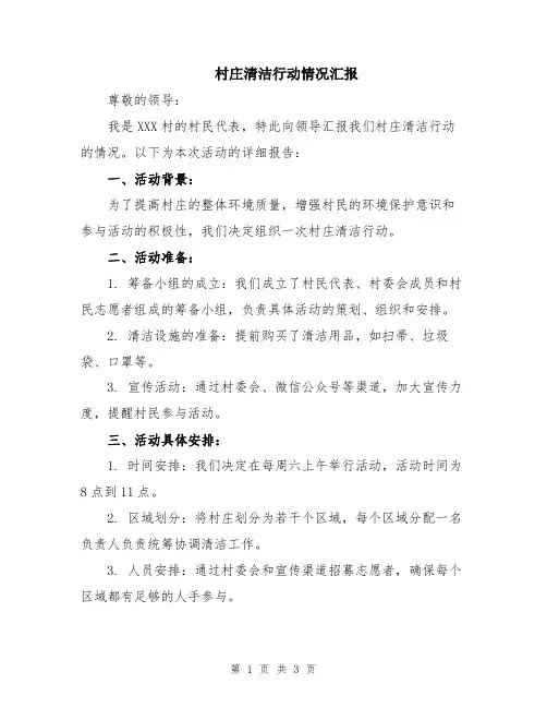 村庄清洁行动情况汇报
