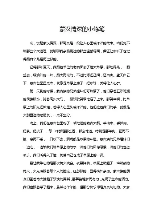 六年级上册蒙汉情深的小练笔