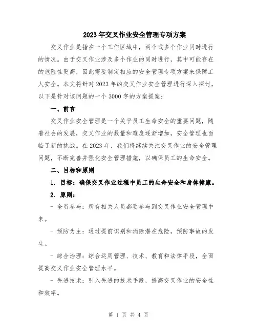 2023年交叉作业安全管理专项方案
