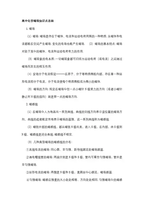 高中化学磁场知识点总结
