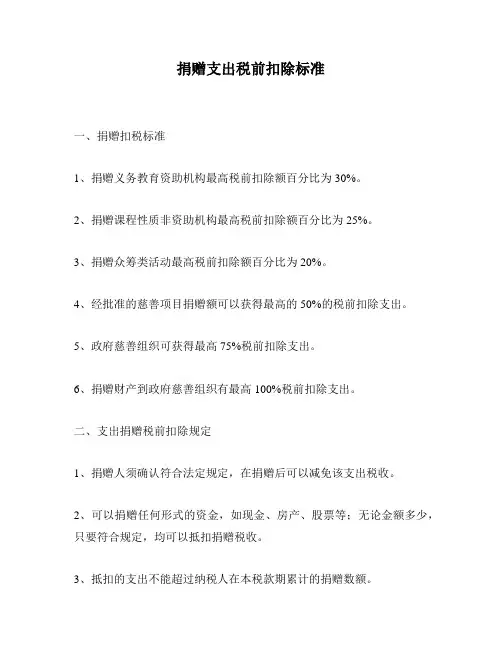 捐赠支出税前扣除标准