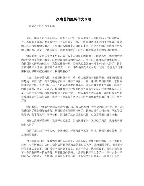 一次痛苦的经历作文5篇