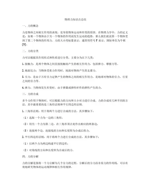 物理力知识点总结