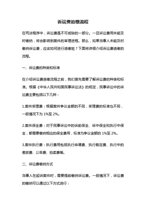 诉讼费追缴流程
