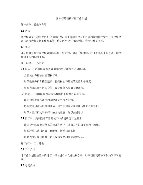 医疗保险稽核年度工作计划