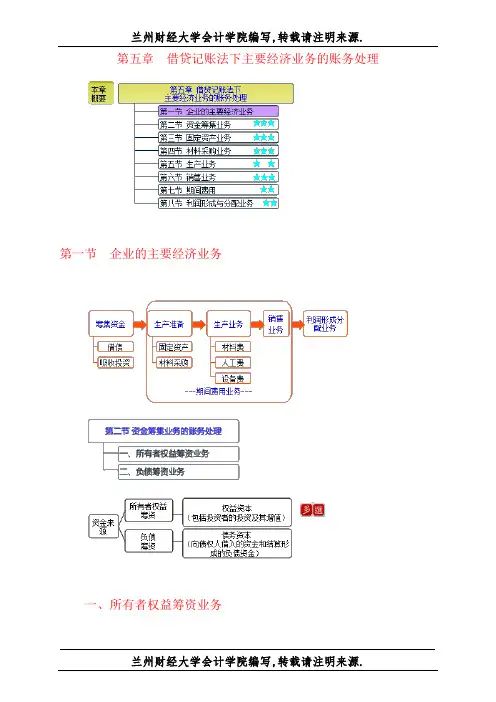 新版会计从业资格考试 会计基础 第五章 借贷记账法下主要经济业务的账务处理概要