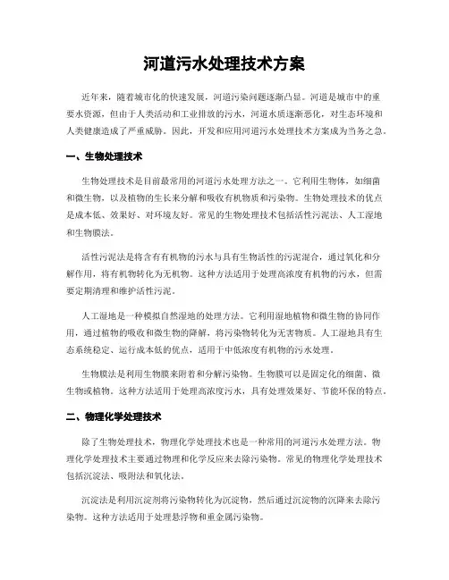 河道污水处理技术方案