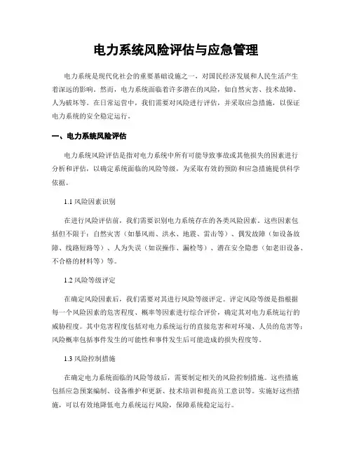 电力系统风险评估与应急管理