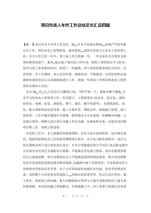 项目负责人年终工作总结范文汇总四篇