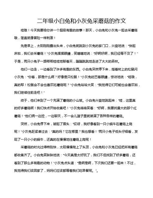 二年级小白兔和小灰兔采蘑菇的作文