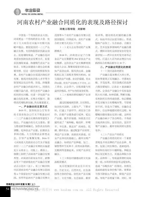 河南农村产业融合同质化的表现及路径探讨