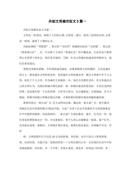 共创文明城市征文5篇一