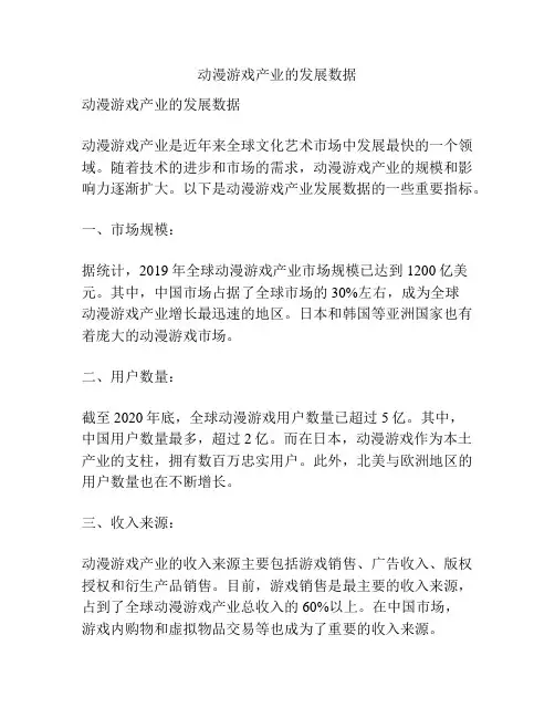 动漫游戏产业的发展数据