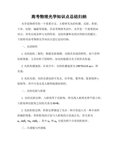 高考物理光学知识点总结归纳
