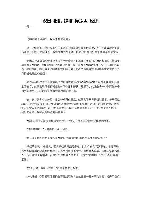 双目 相机 建模 标定点 原理