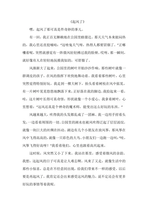 《起风了》作文