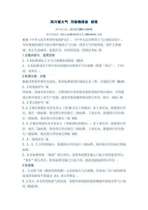 DB51-186-93四川省大气污染物排放标准11