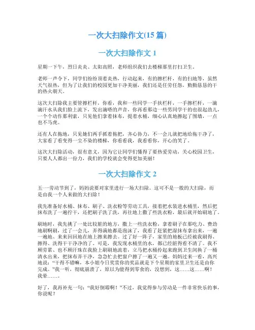 一次大扫除作文(15篇)