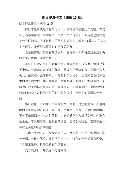 落日即景作文(通用13篇)