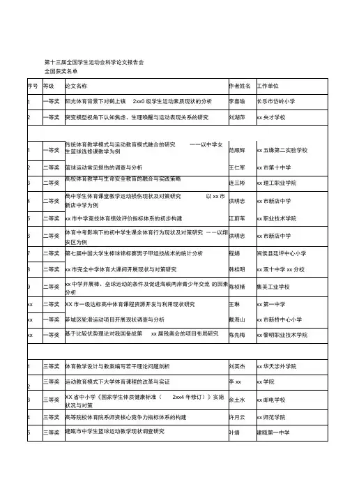 第十三届全国学生运动会科学论文报告会