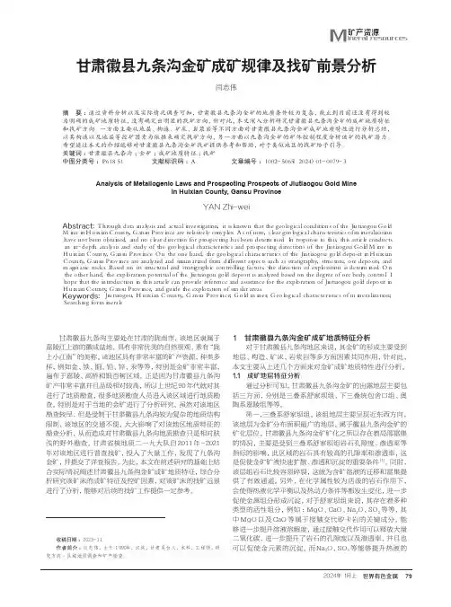 甘肃徽县九条沟金矿成矿规律及找矿前景分析