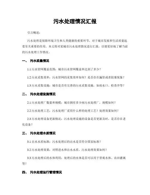 污水处理情况汇报
