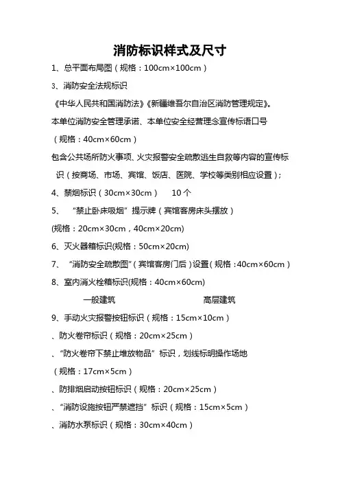 消防标识样式及尺寸