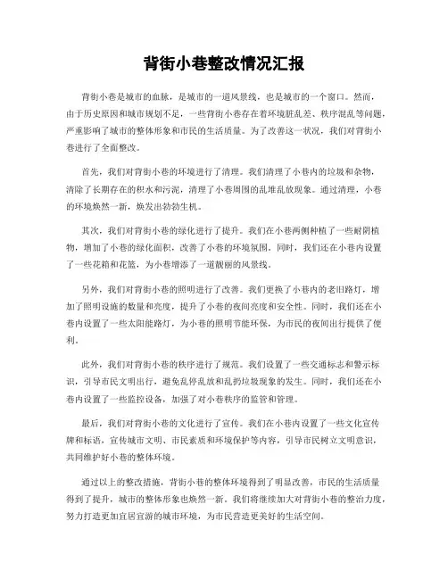 背街小巷整改情况汇报