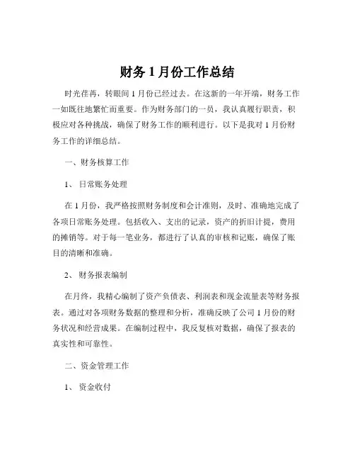 财务1月份工作总结