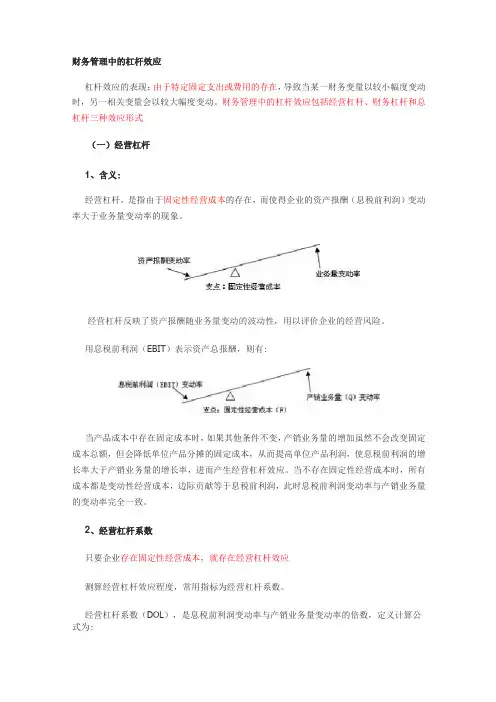 财务管理中的杠杆效应