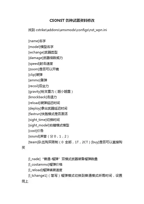CSONST各种武器资料修改