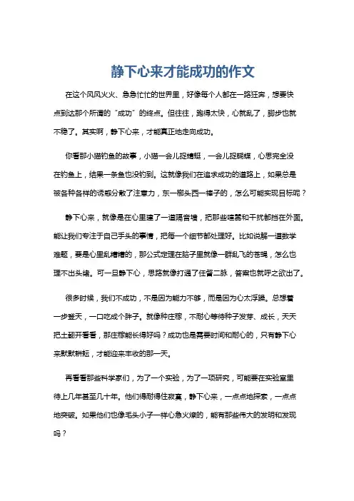 静下心来才能成功的作文