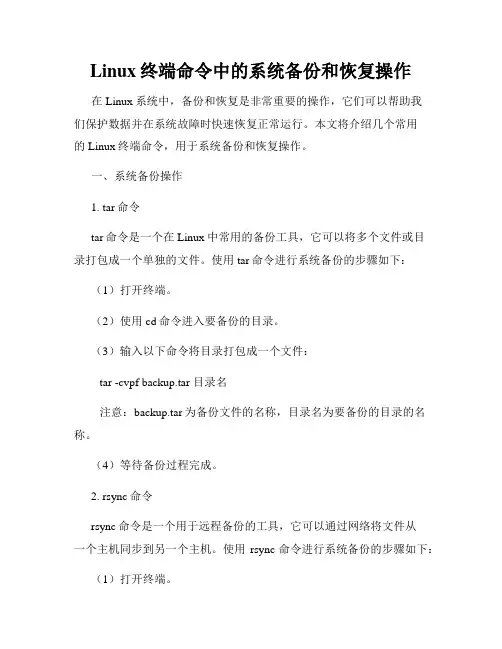 Linux终端命令中的系统备份和恢复操作