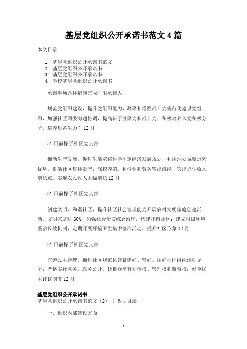 基层党组织公开承诺书范文4篇