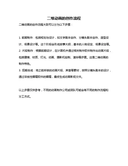 二维动画的创作流程