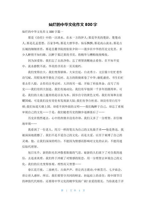 灿烂的中华文化作文800字